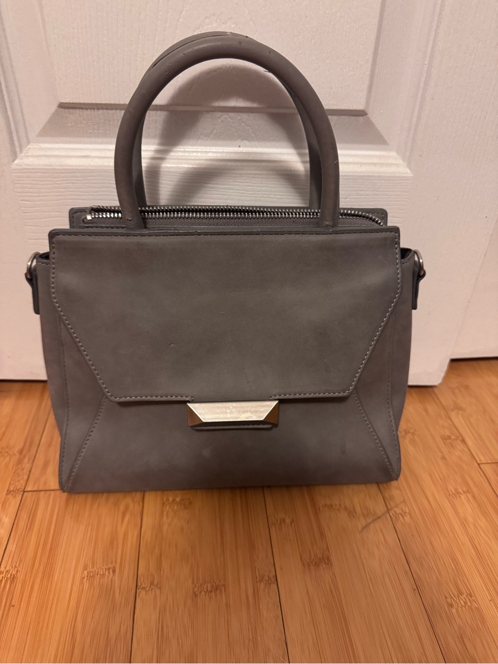 Pinkyotto Gray Structured Top-Handle Satchel